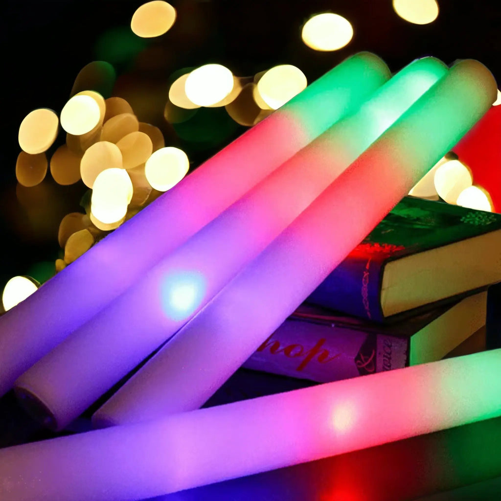 12/15/30/60pcs Led Glow Sticks Bulk Colorful Rgb Glow Foam Stick Cheer Tube  Dark Light For Xmas Birthday Wedding Party Supplies